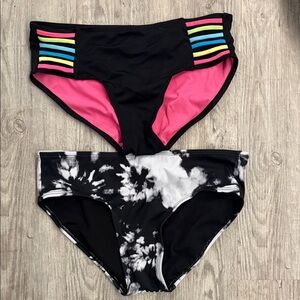 Justice Black and Pink Kids Swim Bikinis